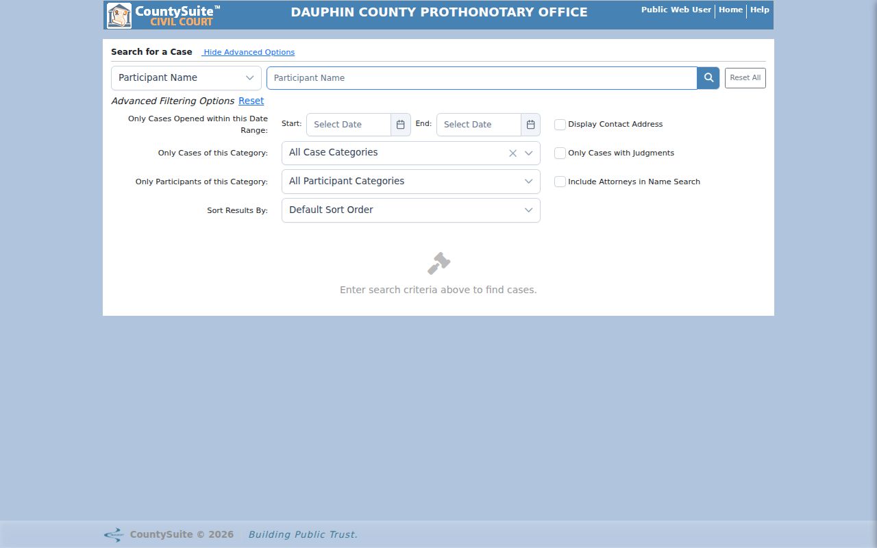 Harrisburg residents directory Dauphin County civil case search
