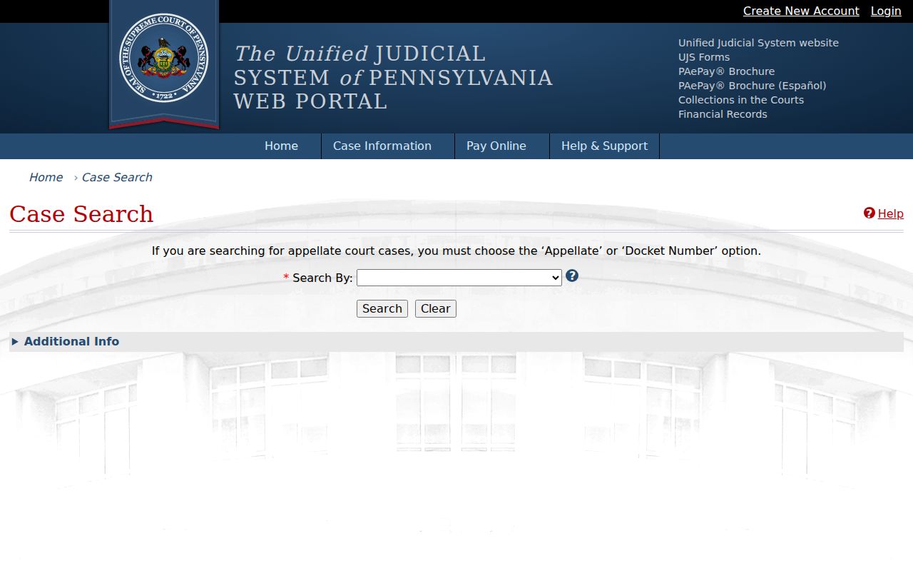 Harrisburg residents directory Pennsylvania UJS case search