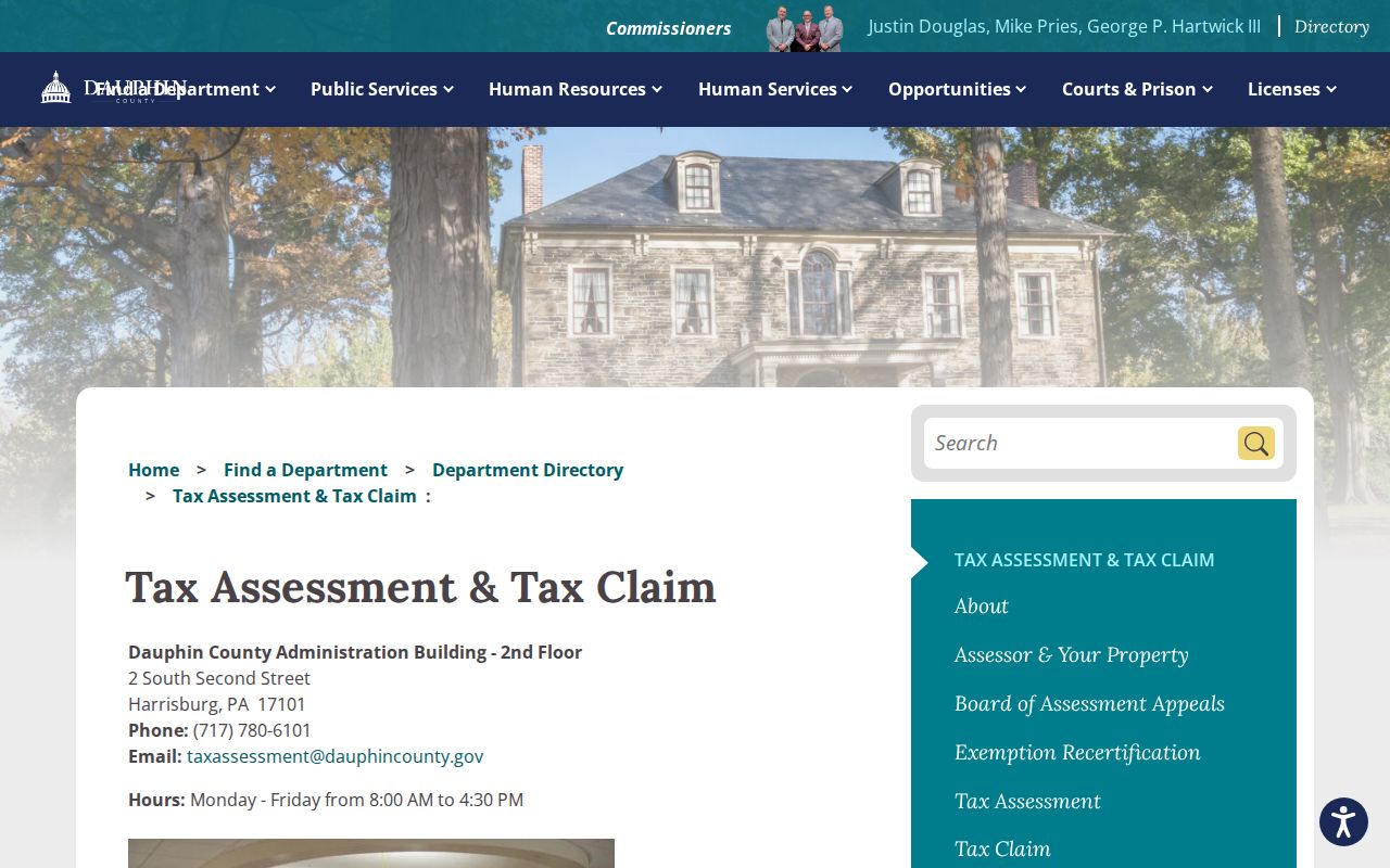 Harrisburg street directory source showing Dauphin County Tax Assessment and Tax Claim