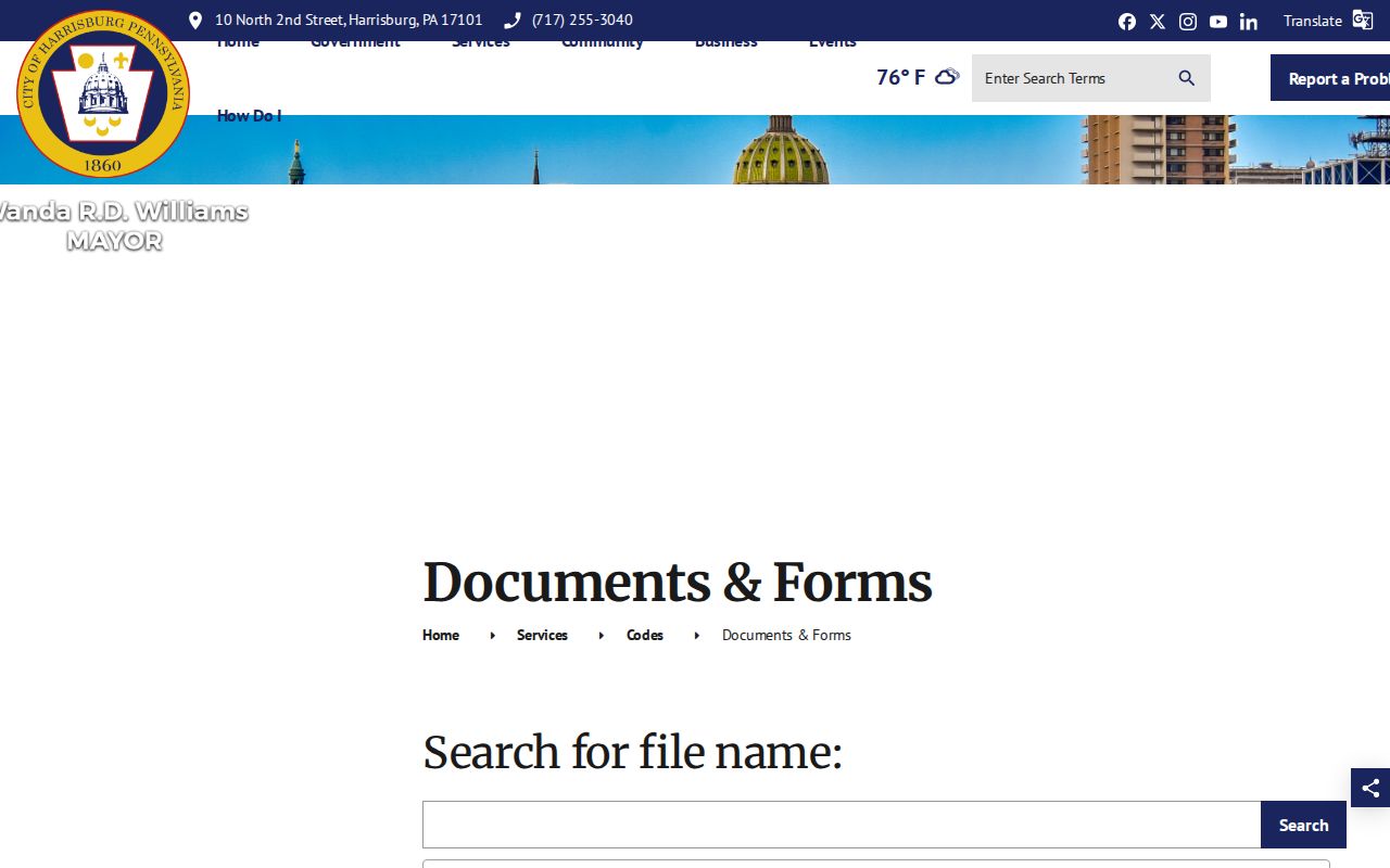 Harrisburg resident lookup City Codes documents and forms