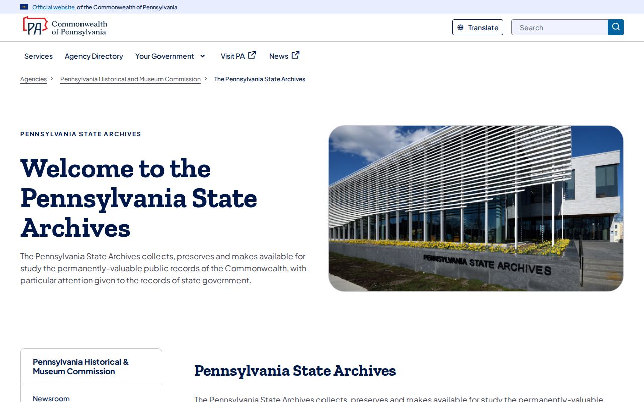 Harrisburg resident lookup Pennsylvania State Archives research portal
