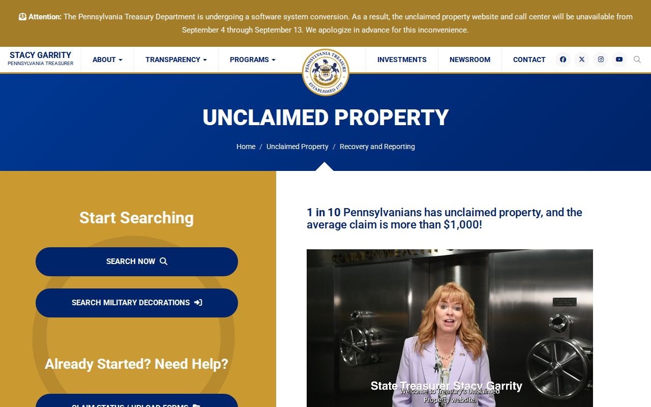 Harrisburg resident lookup Pennsylvania unclaimed property search