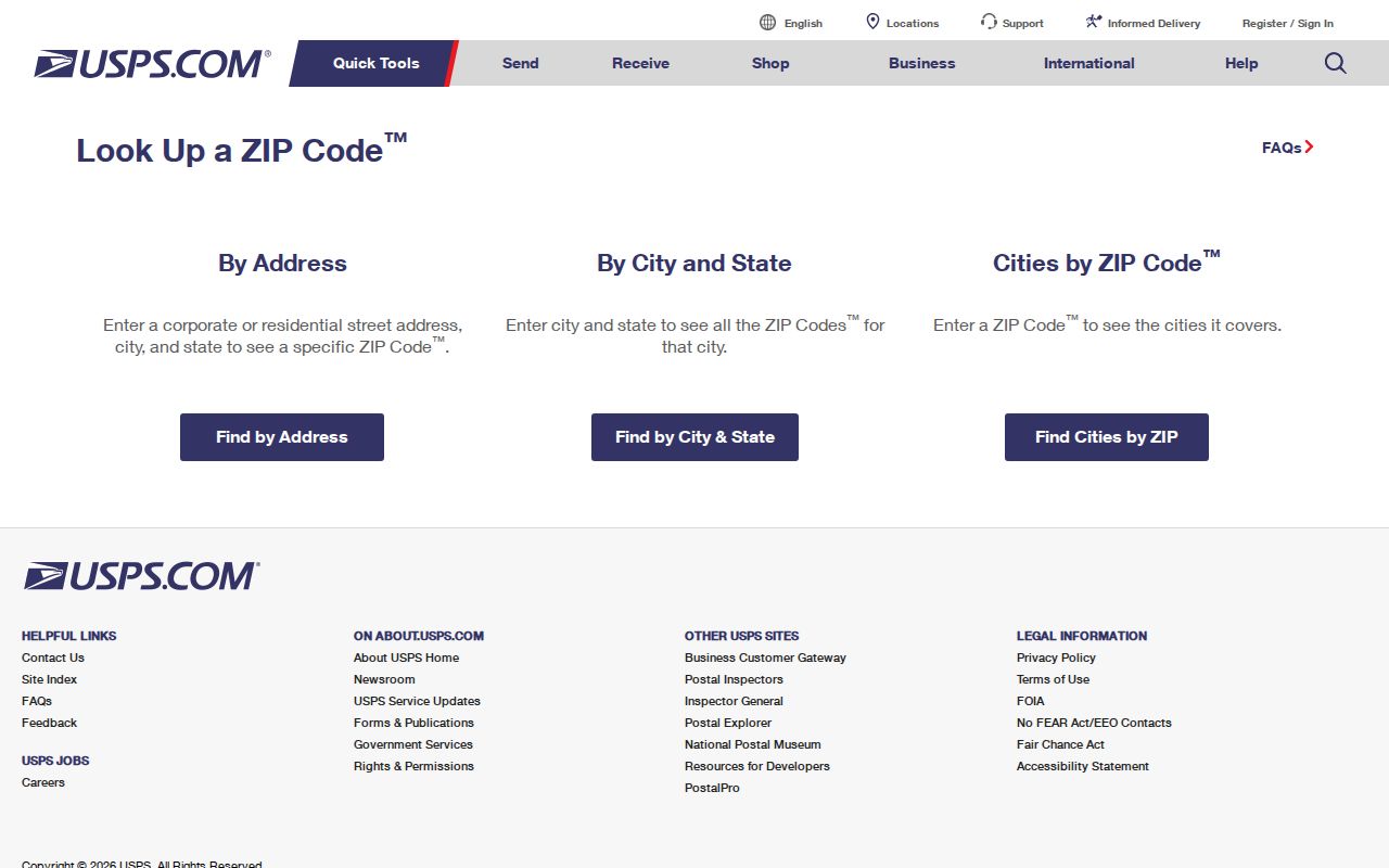 Harrisburg city directory research using the USPS ZIP Code Lookup screen